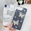 The new model is suitable for iPhone16ProMax mobile phone case, pearlescent rhinestone butterfly 15promax, Apple 14pro12.