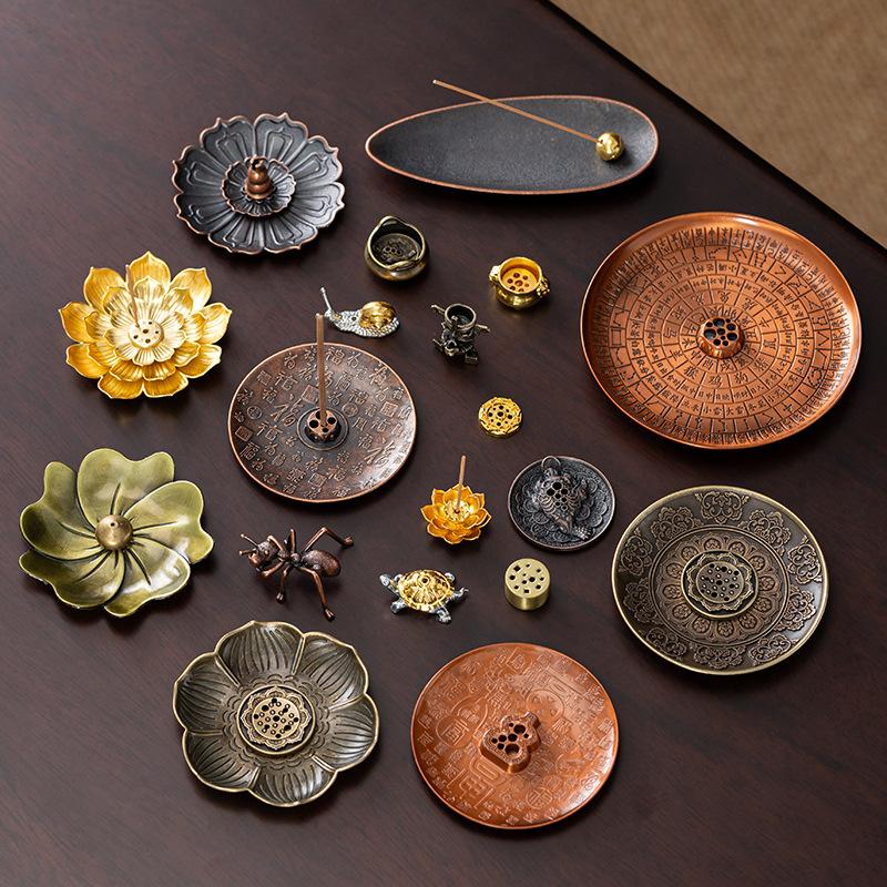 1/2/3/4Pcs Golden Toad Incense Diffuser Incense Stick Holder Metal Zen Lotus Buddha Incense Burner Censer Buddhist Aromatherapy