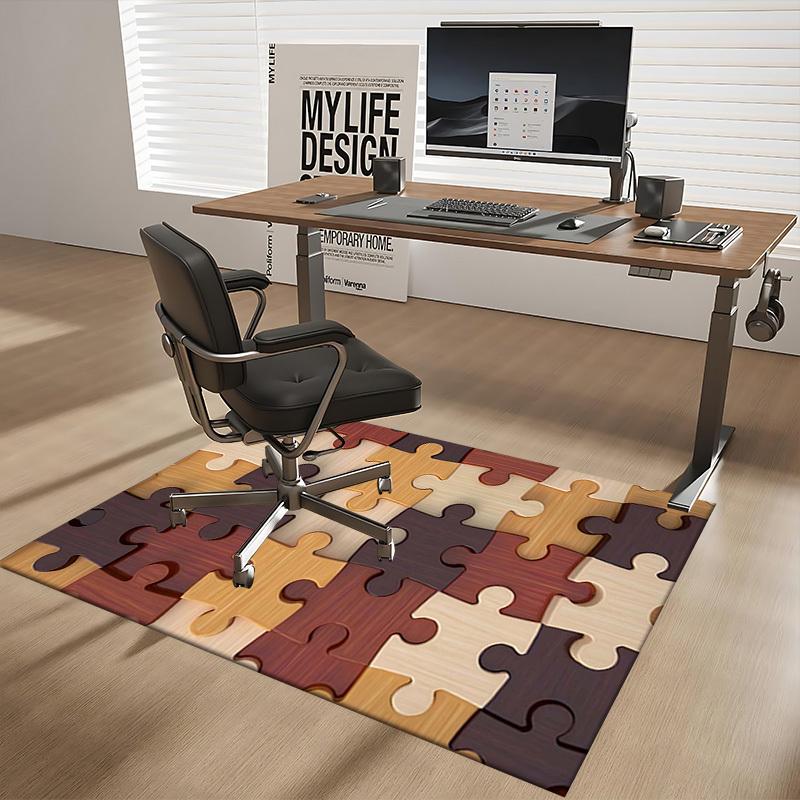 1pc Puzzle Piece Office Chair Mat - Wooden Jigsaw Puzzle Design, Non-Slip Carpet for Desk, Festive Gift, Universal for Home and Office Decorations.P07