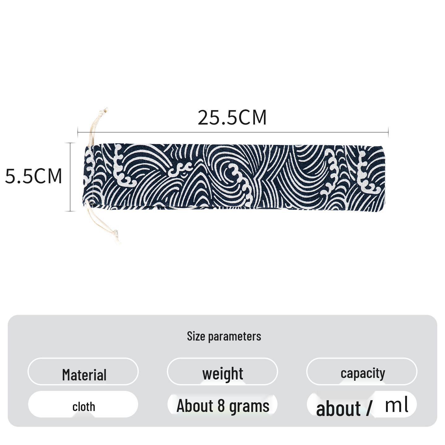 

Japanese-Style Non-Slip Solid Wood Cutlery Set: Spoon, Fork, Chopsticks with Cloth Bag