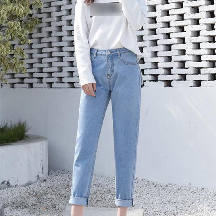 Plus Size Women High Waist Mom Jeans Harem Pants Black White