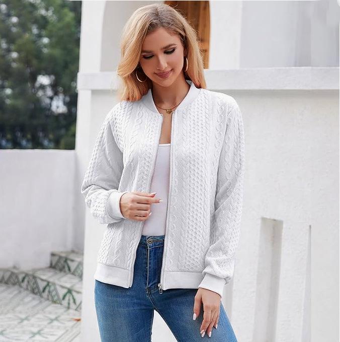 

Женская повседневная бейсбольная куртка на молнии однотонной расцветки с воротником, осень 2025 Small