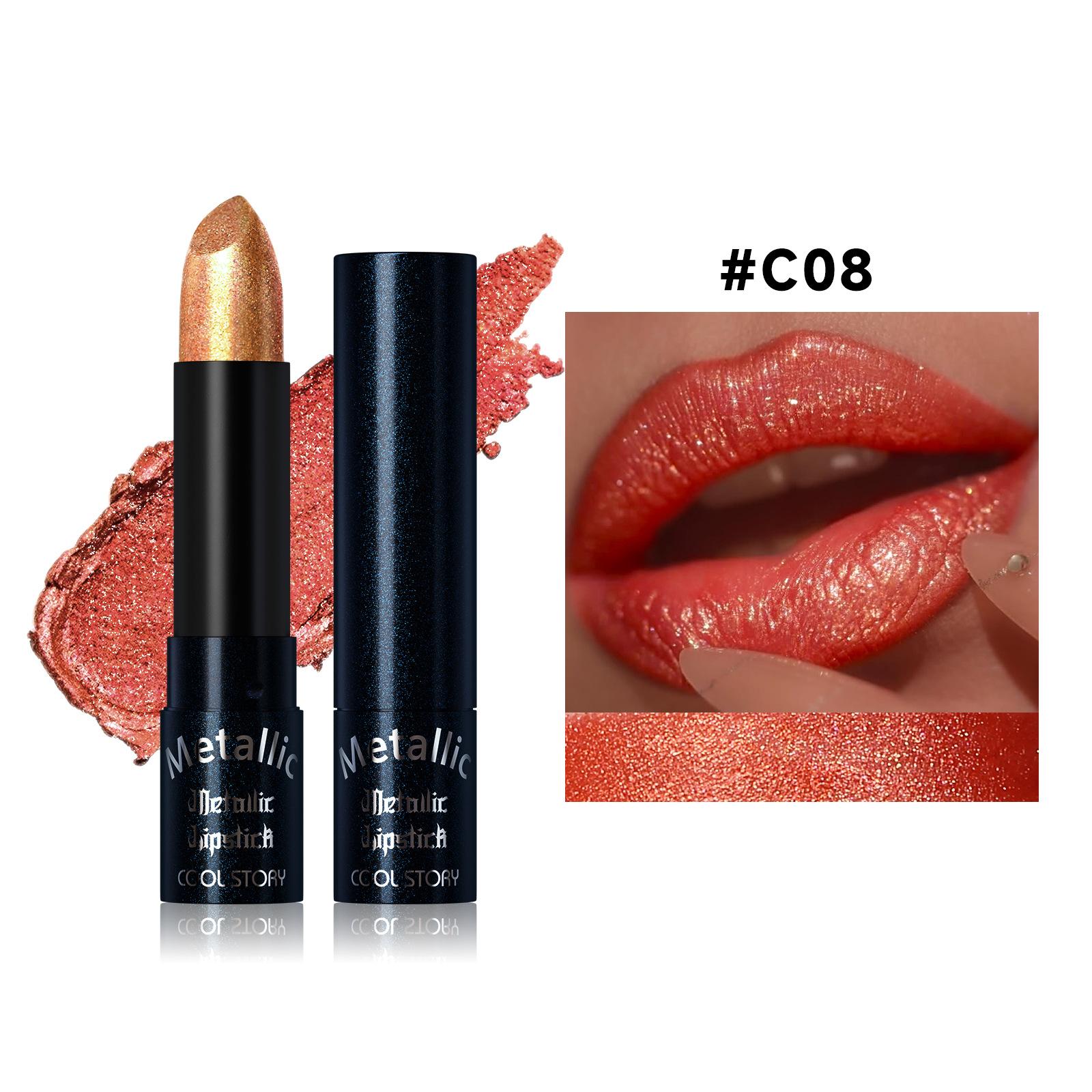 

15 Colors Fine Glitter Lipstick Red Black Pearlescent Lip Tint Waterproof Non-stick Cup Flash Lasting Easy Color Diamond Lipstick
