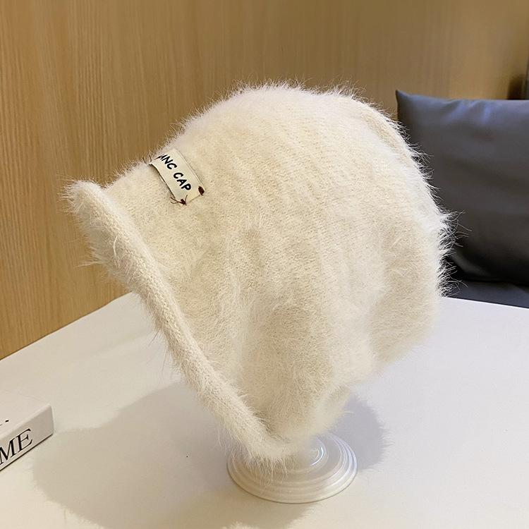 Сохраняйте тепло осенью и зимой, откройте лицо, женская плюшевая вязаная шапка с ворсом Head circumference (55-62)