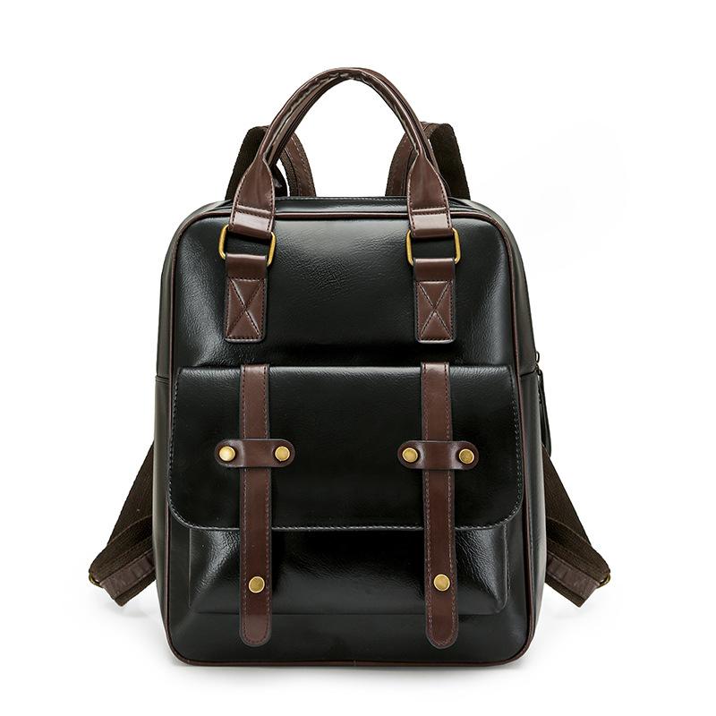 Vintage PU-Rucksack für Damen mit verstellbaren Trägern und Frontklappendesign Klassische Schultasche für Arbeit und täglichen Gebrauch
