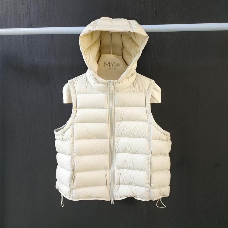 Autumn and winter duck down ribs down vest women's short hooded vest jacket