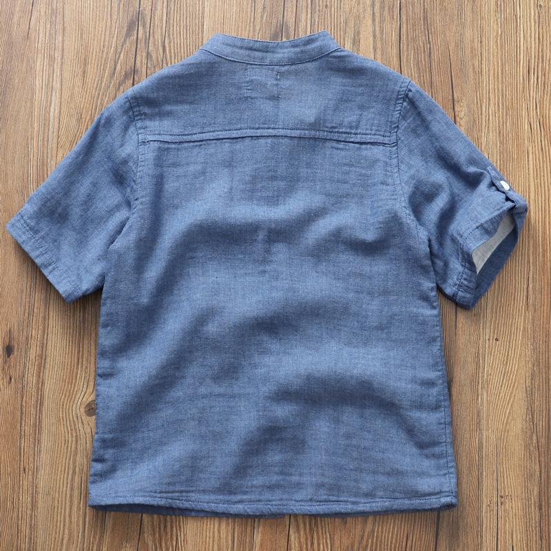 Weiches und klebriges doppellagiges Baumwoll-Kurzarmhemd für Jungen-Sommerbekleidung aus reiner Baumwolle und halbarmer Strickjacke dünn für Kinder-Babys