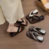 Internet celebrity explosion square head silver thick-soled flip-flops women's summer wear 2025 new non-slip beach cool slippers