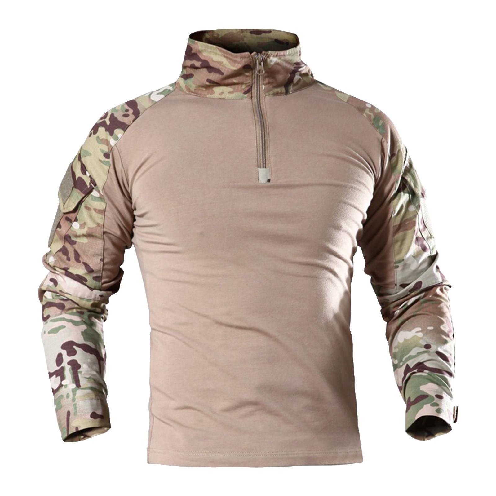

Мужской камуфляжный топ с лацканами на молнии, свободный, с длинным рукавом, мужской повседневный модный топ с длинным рукавом L