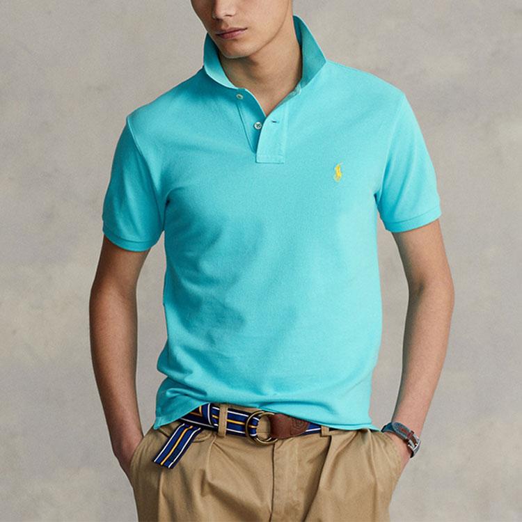Polo Ralph Lauren SS22 Logo Solid Color Short Sleeve Polo Shirt Men Tops Blue MNPOKNI1N821717-400