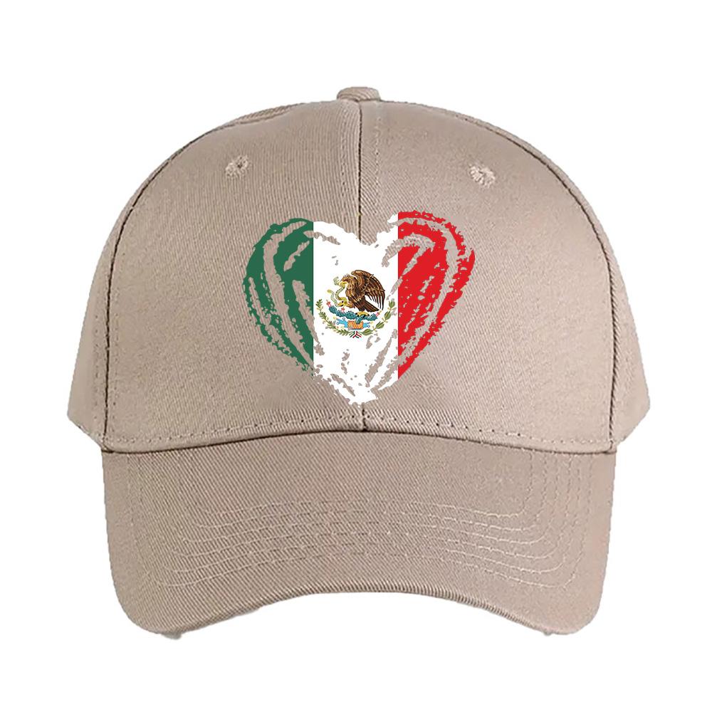 Mexico Mexican Flag Heart Love Cinco De Mayo Cap Summer Woman Man Adult Hat Casual Adjustable Funny Dad Printed Baseball Caps
