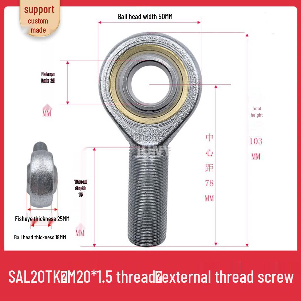 Spherical Plain Bearings: Universal Joint Ball Joint Rod End, Internal SI, External SA, Sizes 5-40