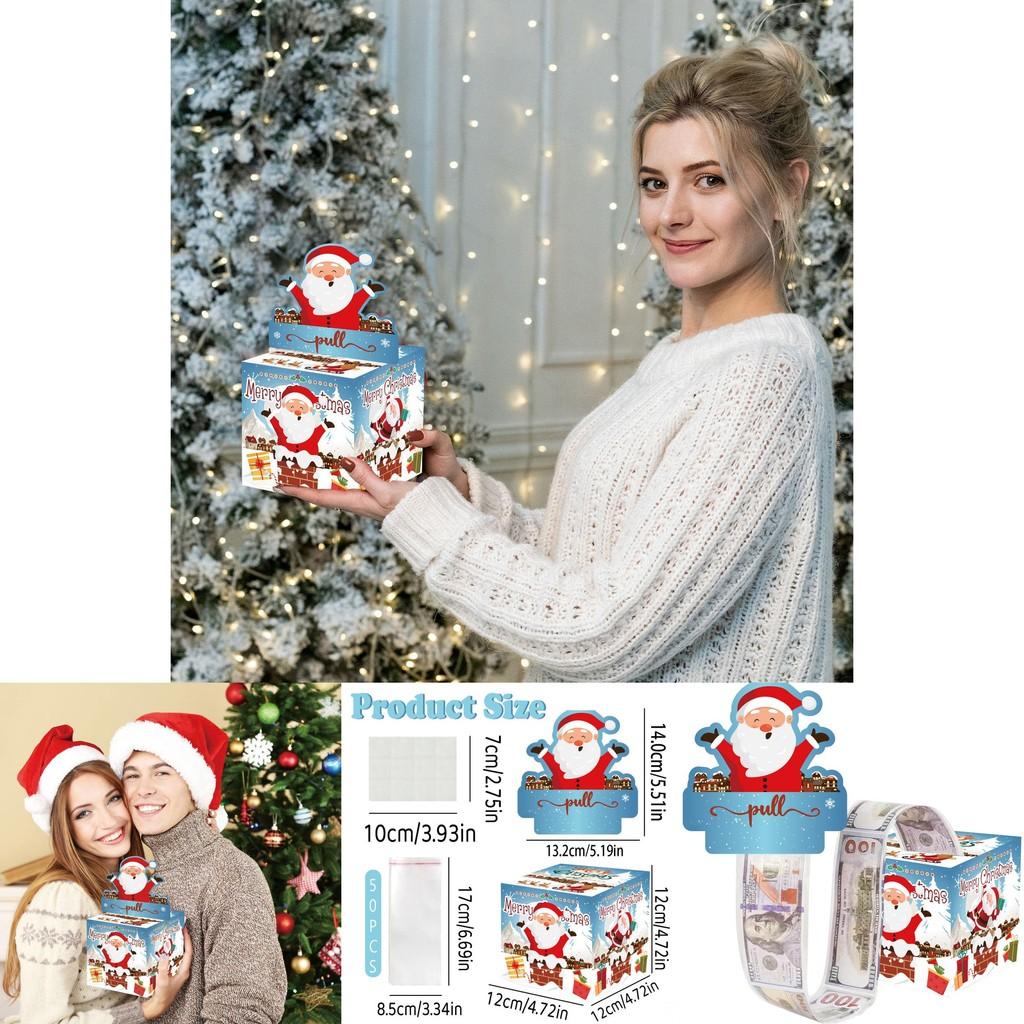 Christmas Santa Gift Box With Blue Gradient Paper For Holiday Party Decor And Giving