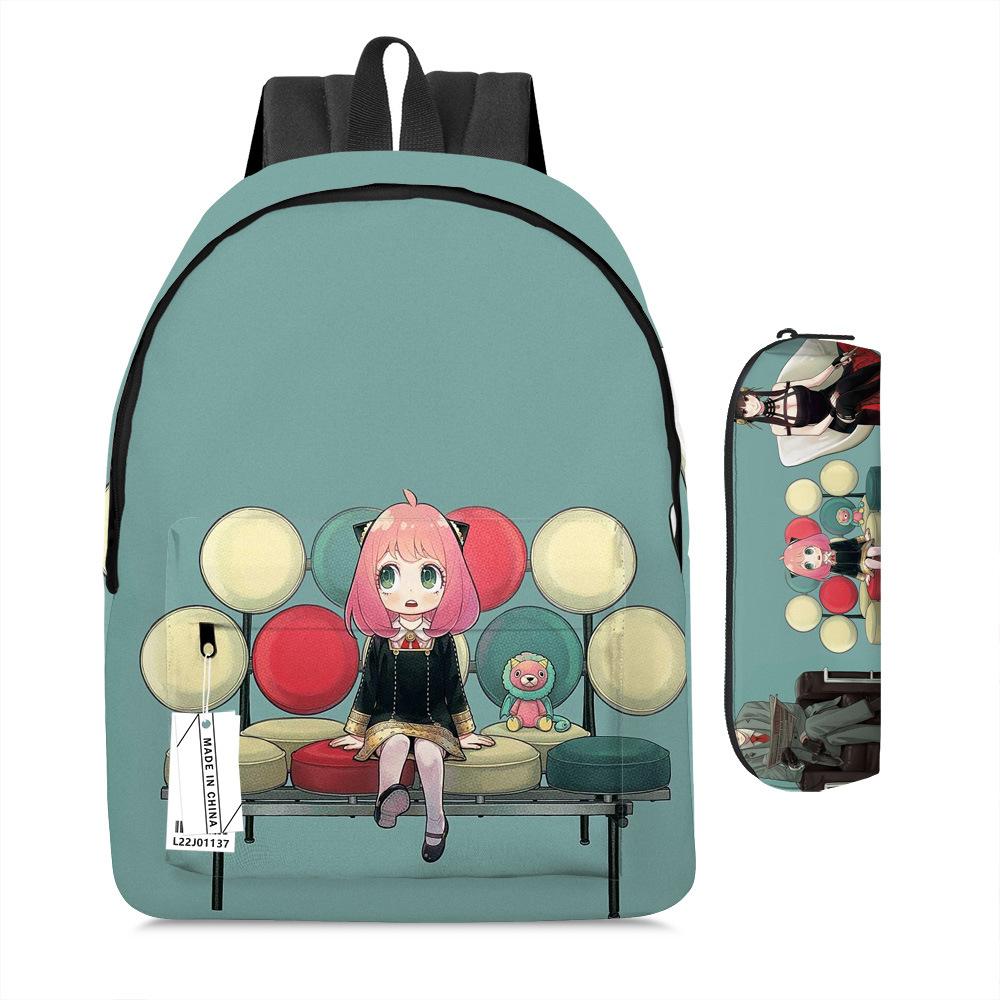 Spy Play House Cartoon Backpack Elementary And Secondary School Children'S School Bag Digital Full Printing Backpack Pencil Case