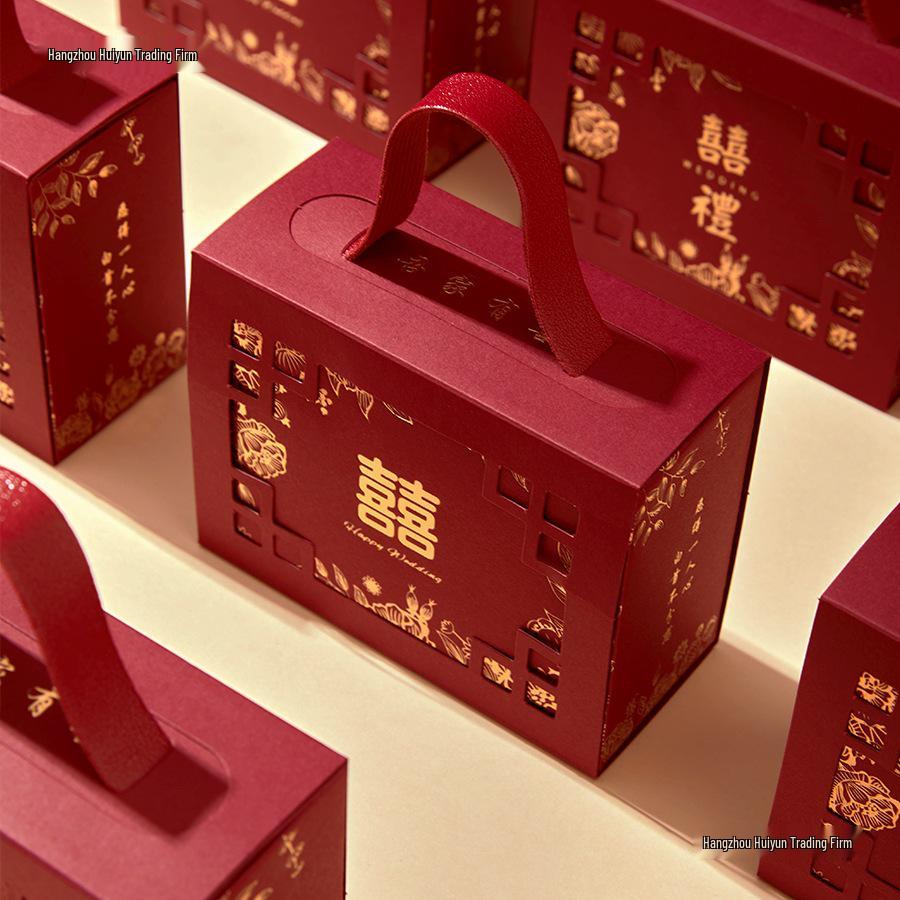 2025 Chinese Style Wedding Candy Gift Box - Engagement Handheld Candy Bag Packaging