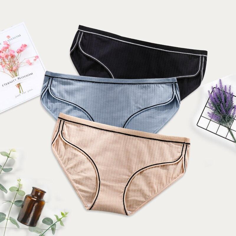 

3 шт./упак. хлопковые женские трусы, нижнее белье, однотонные мягкие трусики со средней посадкой, большие размеры 4XL