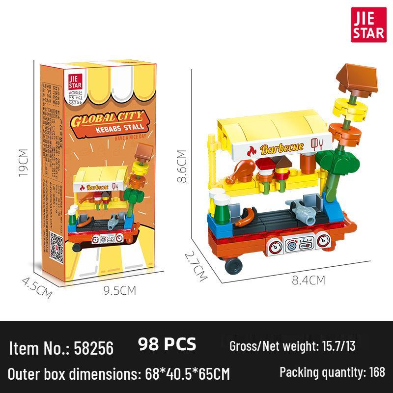 Jie Xing 58254 Street Stall Scene Building Blocks for Kids