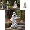 Verspieltes weißes Geister-Rasenornament, fesselnde Gartenfigur aus Kunstharz, perfekt für Halloween