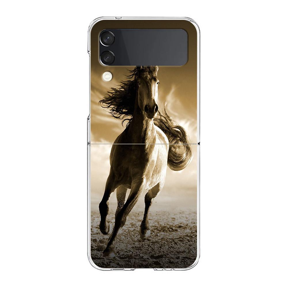 

Прозрачный чехол для телефона с животным Бегущая лошадь для Samsung Galaxy Z Flip 4 Чехол Тонкий Высокопрочный ПК Чехол для Galaxy Z Flip 3 5G Крышка Galaxy Z Flip4