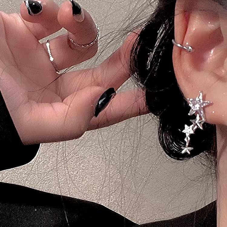 111 Silver Needle Cold Wind Diamond Pentagram Earrings Women's Light Luxury Premium Versatile Temperament Earrings Internet celebrity earrings