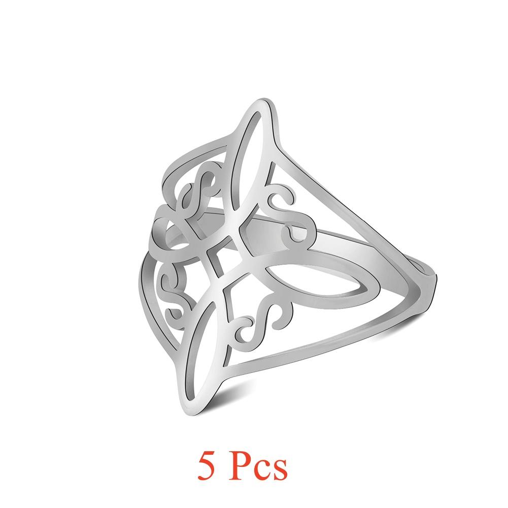LIKGREAT Witchcraft Witch Knot Ring Stainless Steel Jewelry for Women Men Wiccan Good Luck Protection Amulet Birthday Gifts