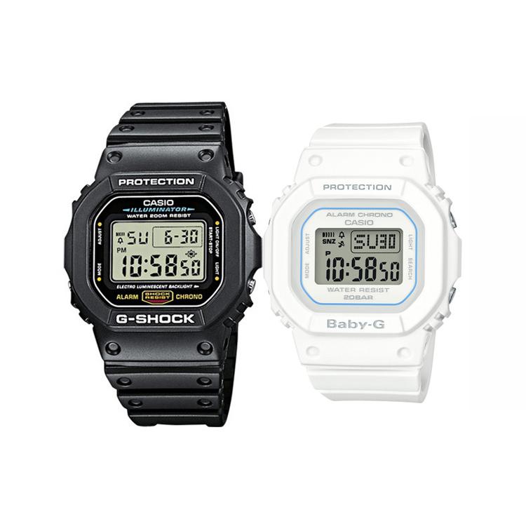 CASIO Unisex Pair Table Series Gray Watch DW-5600E-1VP+BGD-560-7A