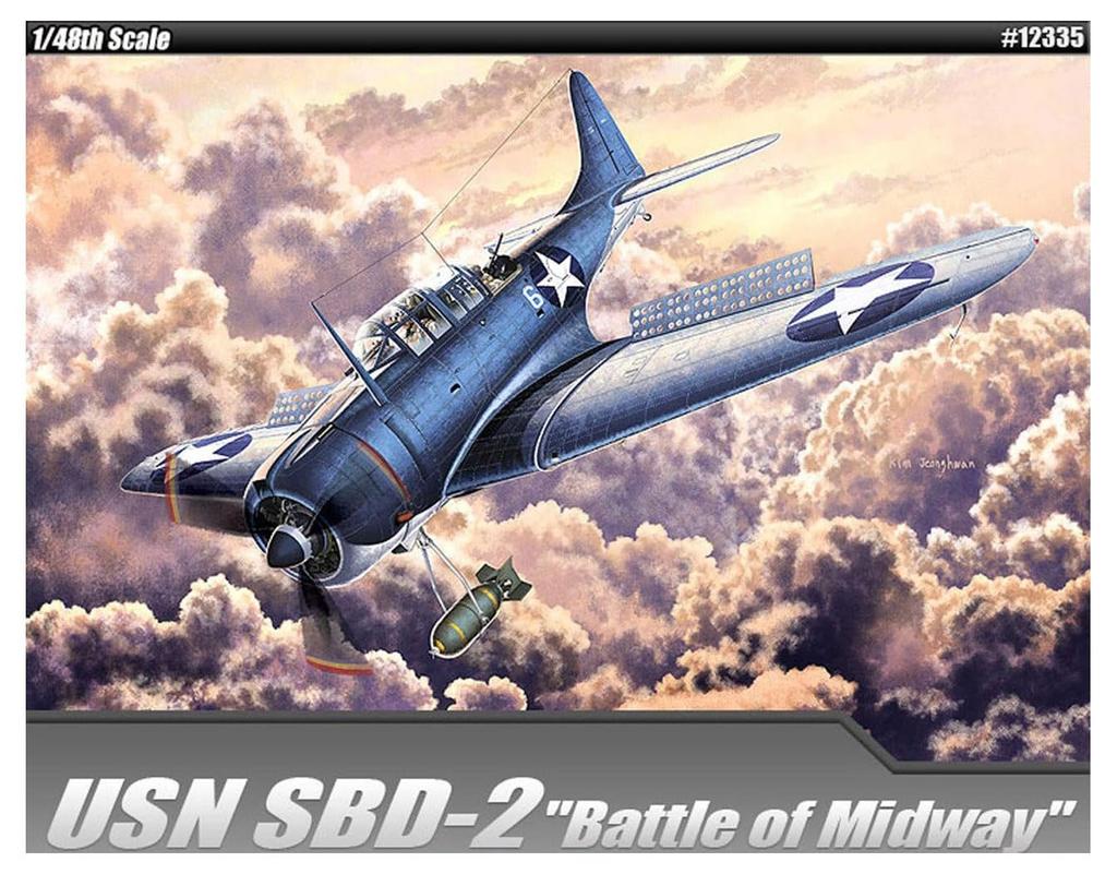 Academy 1/48 SBD-2 Dauntless Battle of Midway Plastic Model Kit 12335 (WW2 Aircraft Model, Collector Display)