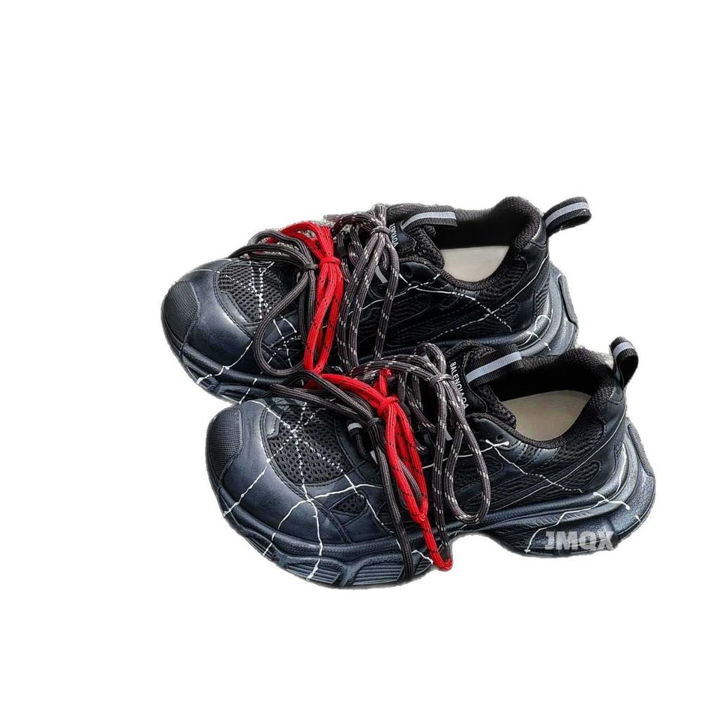 European and American Retro Polished Dad Shoes 2025 Autumn Shoelaces Niche Sports Shoes Genuine Leather Casual Shoes Youth Women's Shoes Trend