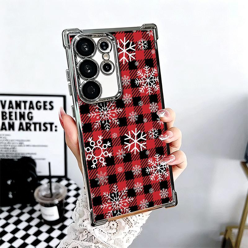 

Snow Snowflake Winter Cold Soft Phone Case For Samsung Galaxy S26 Ultra S25 Edge S24 FE S23 Plus S22 S21 + S20 Plating Anti-Fall Samsung S26 Edge