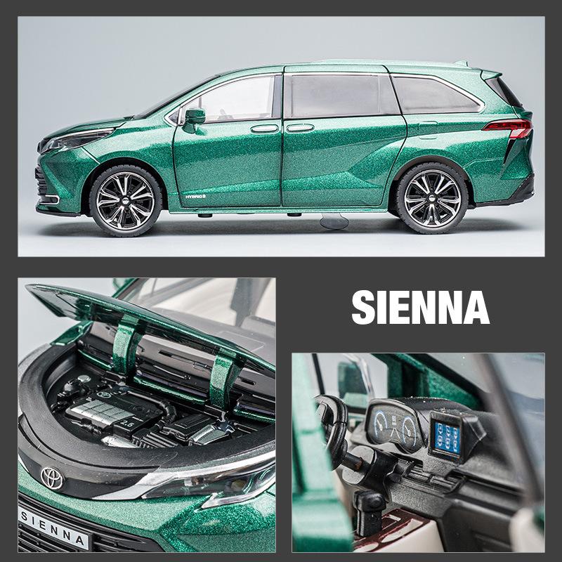 1/24 Scale Sienna MPV Diecast Car Model Toy, Pull Back Toy Vehicle with Sound and Light for Kids Toddler Boys Girls Gift Collection