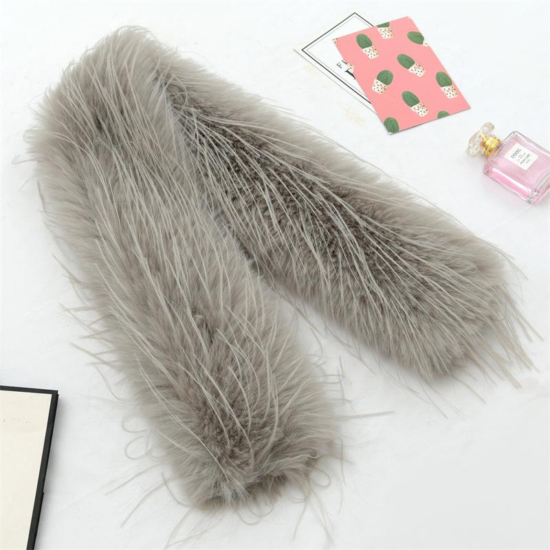 

Fashionable versatile fur scarf, unisex neck warmer, double-layer thickened, warm and elegant faux fur scarf, fisherman hat 90*14cm сірий колір