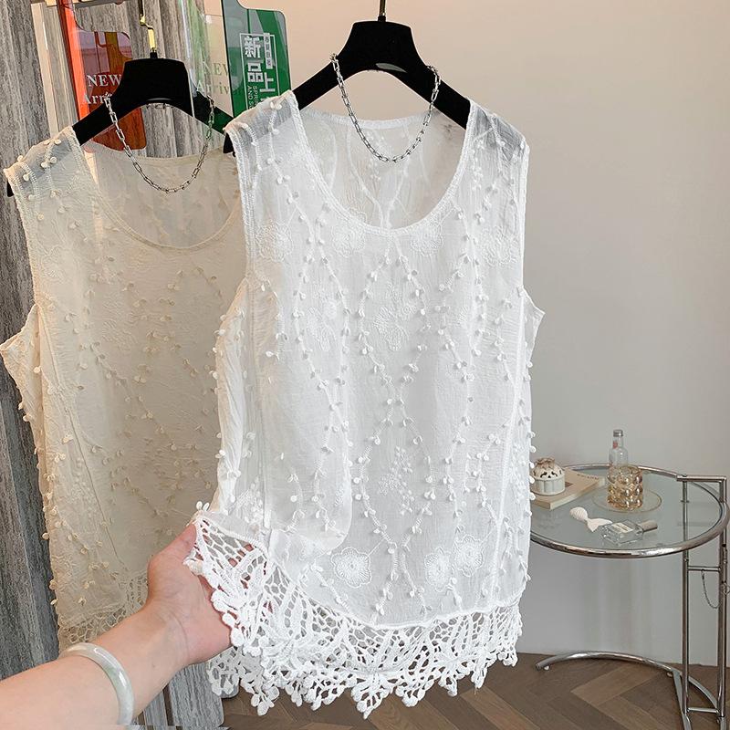 Bohemian Hollowed-out Sling Vest for Women, New Early Spring Large Size Fat Mm Stacked Vest Top