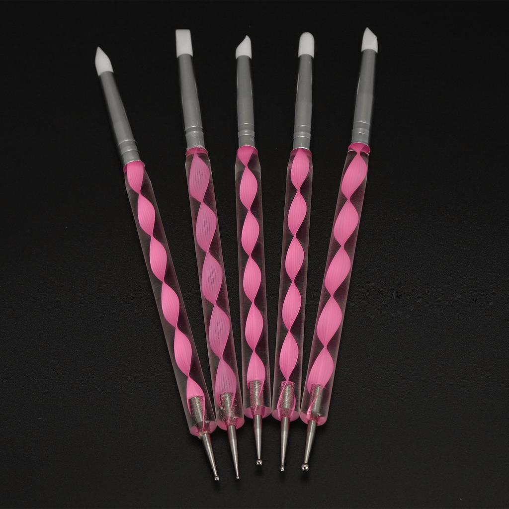 5pcs Nail Art Dotting Pen Dual Ended Nail Painting Pen Carving Pen with Acrylic Handle