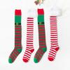 Festival Weihnachtselfen Stiefel Gestreifte Oberschenkelhohe Strümpfe für Damen Feiertags-Cosplay-Kostüm Über das Knie Lange Socken