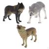 3 Pieces Plastic Animal Model Figurines For Kids Gift Home Decor Wolf Models