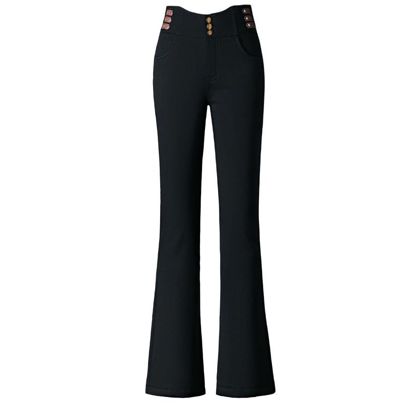Women's Black High-Waisted Micro-Flare Jeans - 2024 Autumn Fashion, Versatile Stretch Slimming for Middle-Aged Moms.