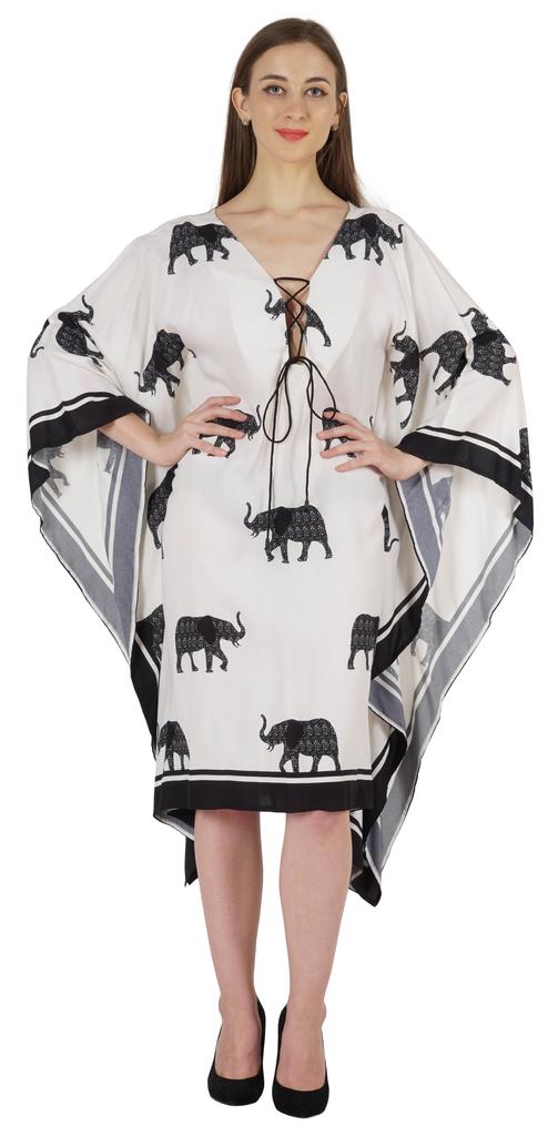 Moomaya Printed Short Turkish Kaftan For Women's Sexy Kaftan Evening Gown Beachwear