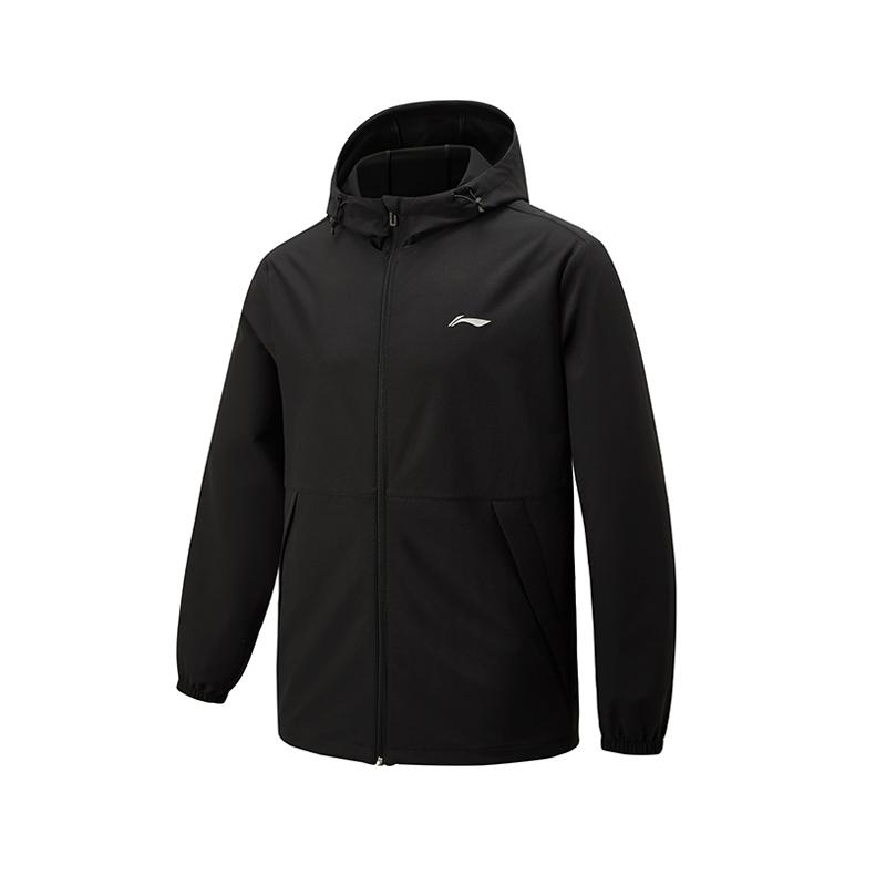 

Li Ning ветрозащитная флисовая подкладка с капюшоном теплая мужская куртка черная AFDUD55 S