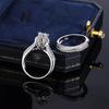 High Quality Crystal Zircon Wedding Ring Set Fashion Big Stone Finger Ring Promise Bridal Engagement S925 Silver Rings for Women