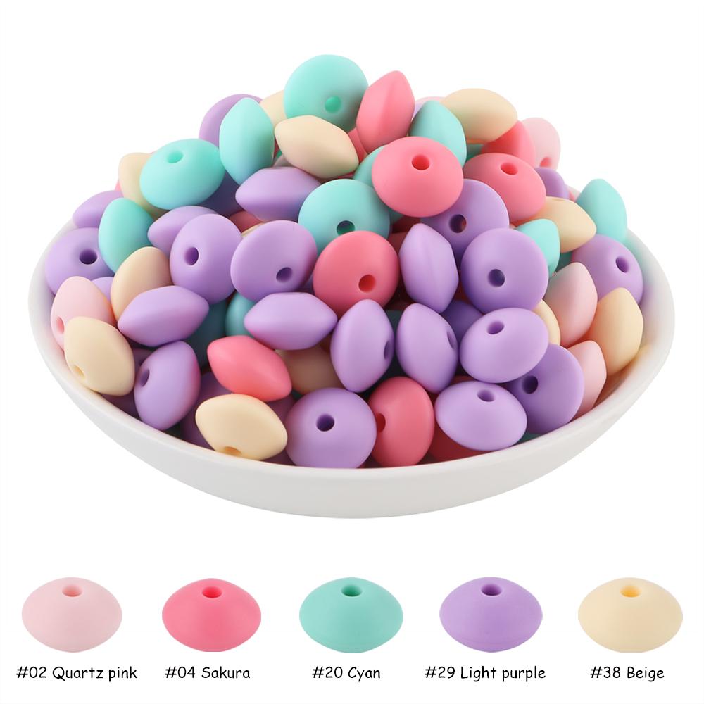 New 50pcs/lot Silicone Lentil Silicone Beads 12mm Jewelry Making Lentil Beads DIY Necklace Bracelets Jewelry Accessories