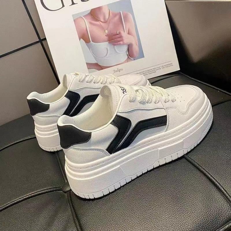

Легкие маленькие белые туфли на толстой подошве, женские, весенне-осенние, новая ретро-женская обувь, модные крутые студенческие спортивные кеды 40 чёрный