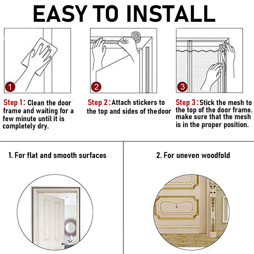 Magnetic Screen Door Curtain Mosquito and Insect-Proof Mesh Door Curtain Magnetic Sealing Device for Window and Door Screens