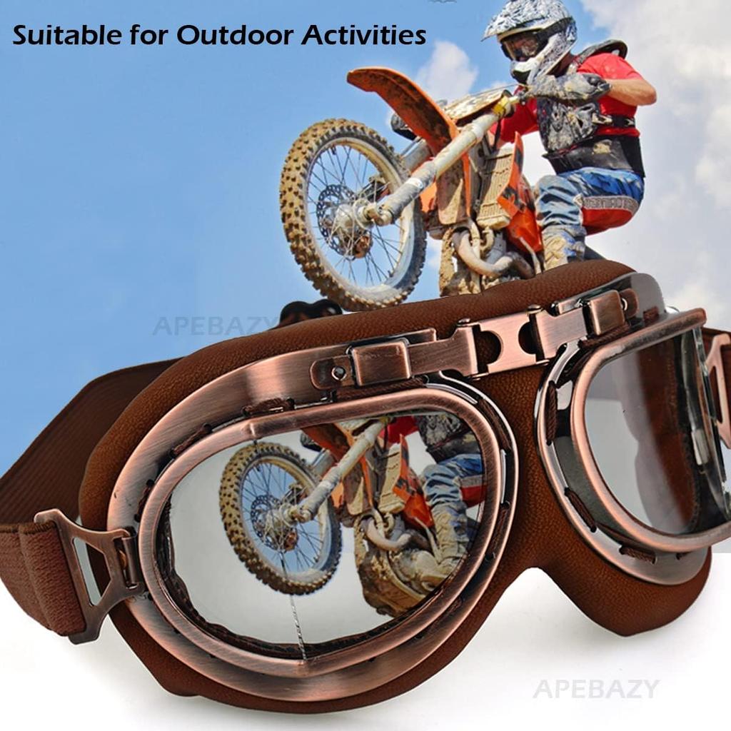 LILSIS Retro Motorcycle Goggles Vintage Moto Classic Pilot Glasses for ATV Bike