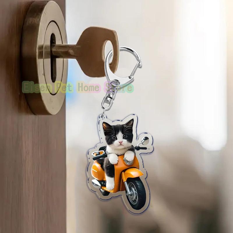Funny Cat Key Chain Keychains Ring for Accessories Bag Pendant Keyring Jewelry Cute Animal Pet Llaveros Friends Gifts Cool Cats