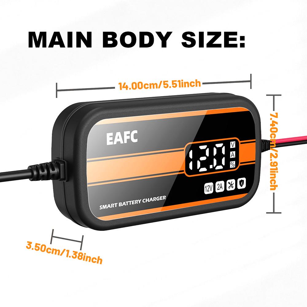 Chargeur de Batterie de Voiture 12V 2A Portable avec Affichage Numérique Charge Rapide Accessoires de Voiture Outil de Réparation d'Impulsion pour Moto Camion Auto
