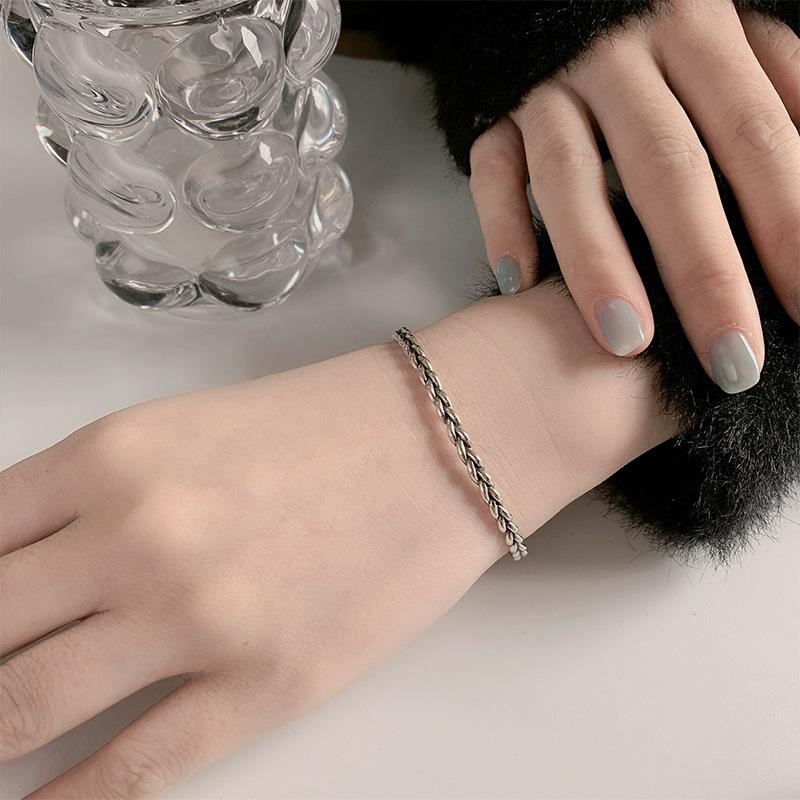 New Thai silver Fried Dough Twists Braided For Women 925 Sterling Silver Personalized Aged Hemp Opening Bacelets TYB611