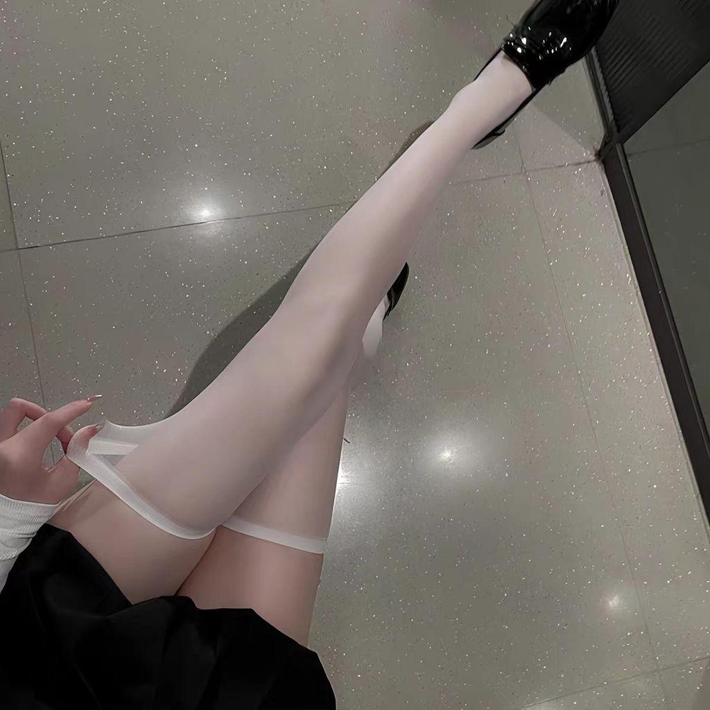 Women's Sexy Black Silk Fishnet Thigh-High Stockings with Removable Knee-High Open Design