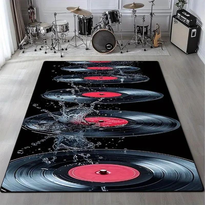 Vinyl-Schallplatten-Spritzdruck-Teppich für Schlafzimmer Wohnzimmer Nachttisch Sofa Bodenmatte Moderne Heimdekoration Teppich