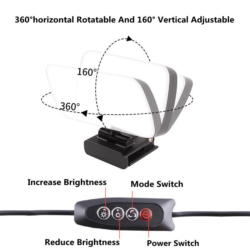 Video Conference 6500KPortable LED Video Light Cube Laptop Computer Webcam Light Zoom Call Lighting with Clip for Live Streaming