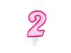 Number 2 Birthday Candle, Pink, 7cm